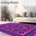 Bold Pink Skull Floral Border Rug