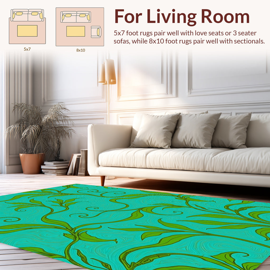 Verdant Swirls Woven Textile Art Rug