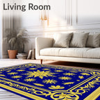 Royal Blue and Gold Floral Medallion Rug