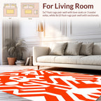 Modern Orange White Geometric Circuit Design Rug