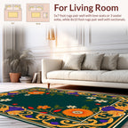 Ornate Floral Border with Warm Accents Rug
