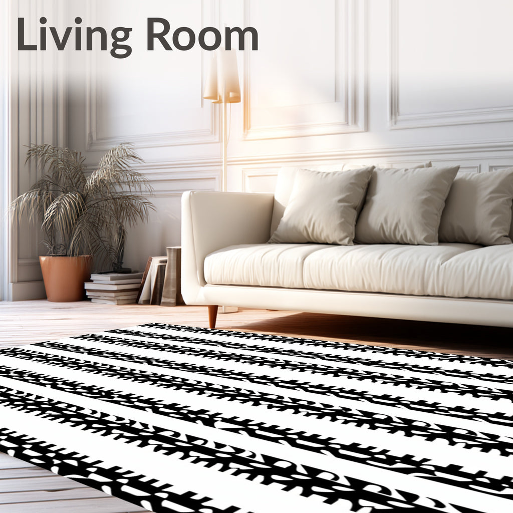 Bold Tire Track Stripe Pattern Rug