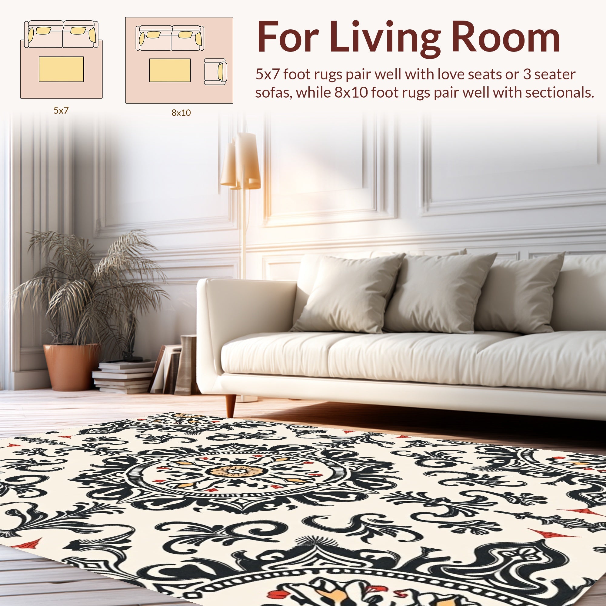 Intricate Floral Mandala Pattern Rug