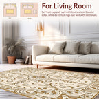 Floral Scrollwork Cream Bronze Pattern Rug