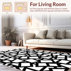 Abstract Geo Pattern Black White Rug