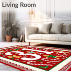 Festive Gingerbread Candy Cane Snowflakes Rug