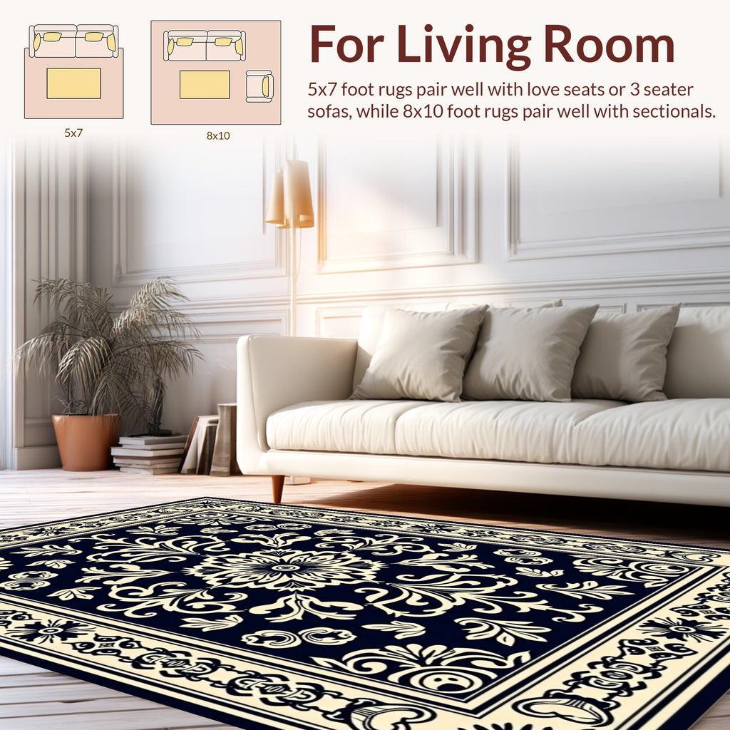 Classic Floral Ornament Patterned Rug