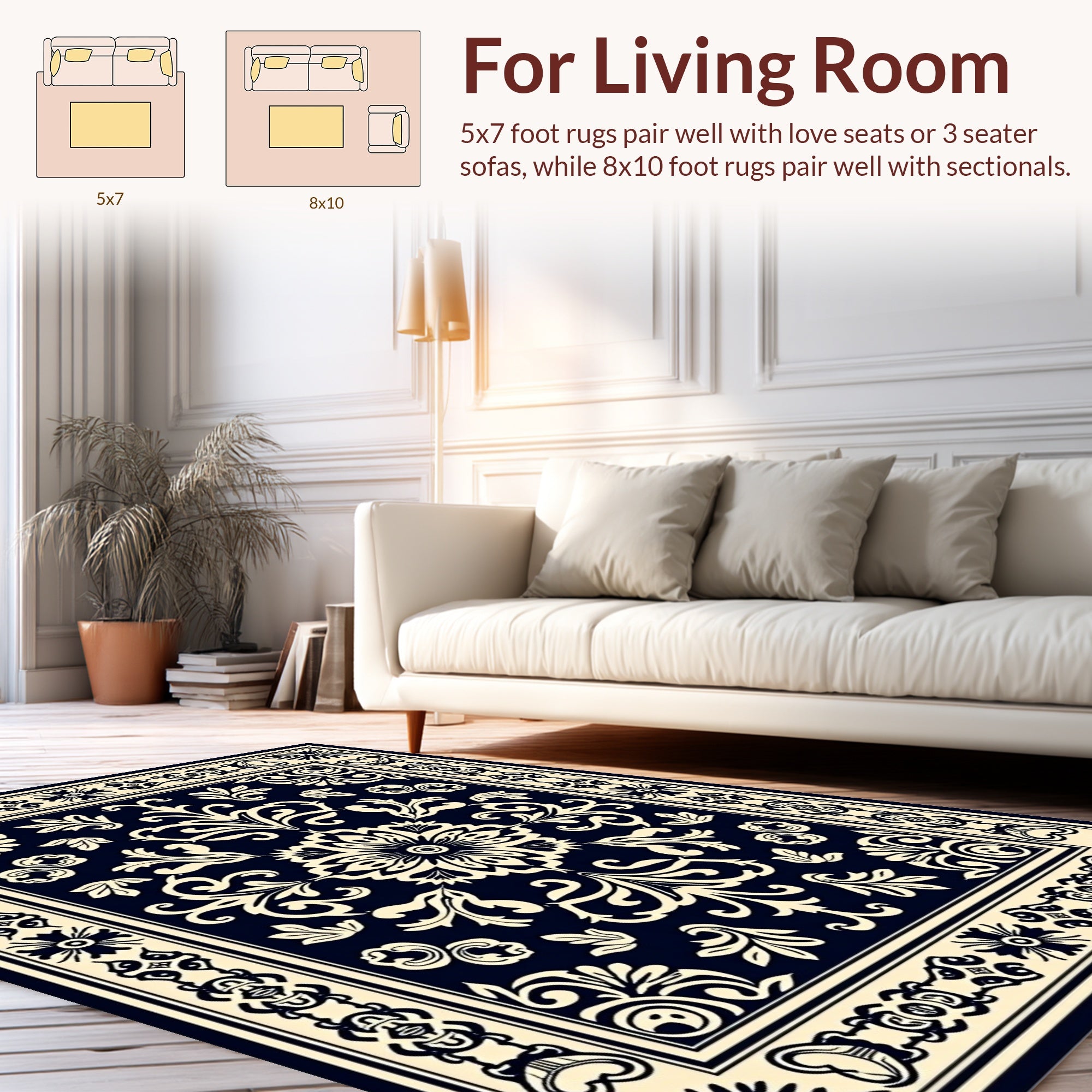 Classic Floral Ornament Patterned Rug