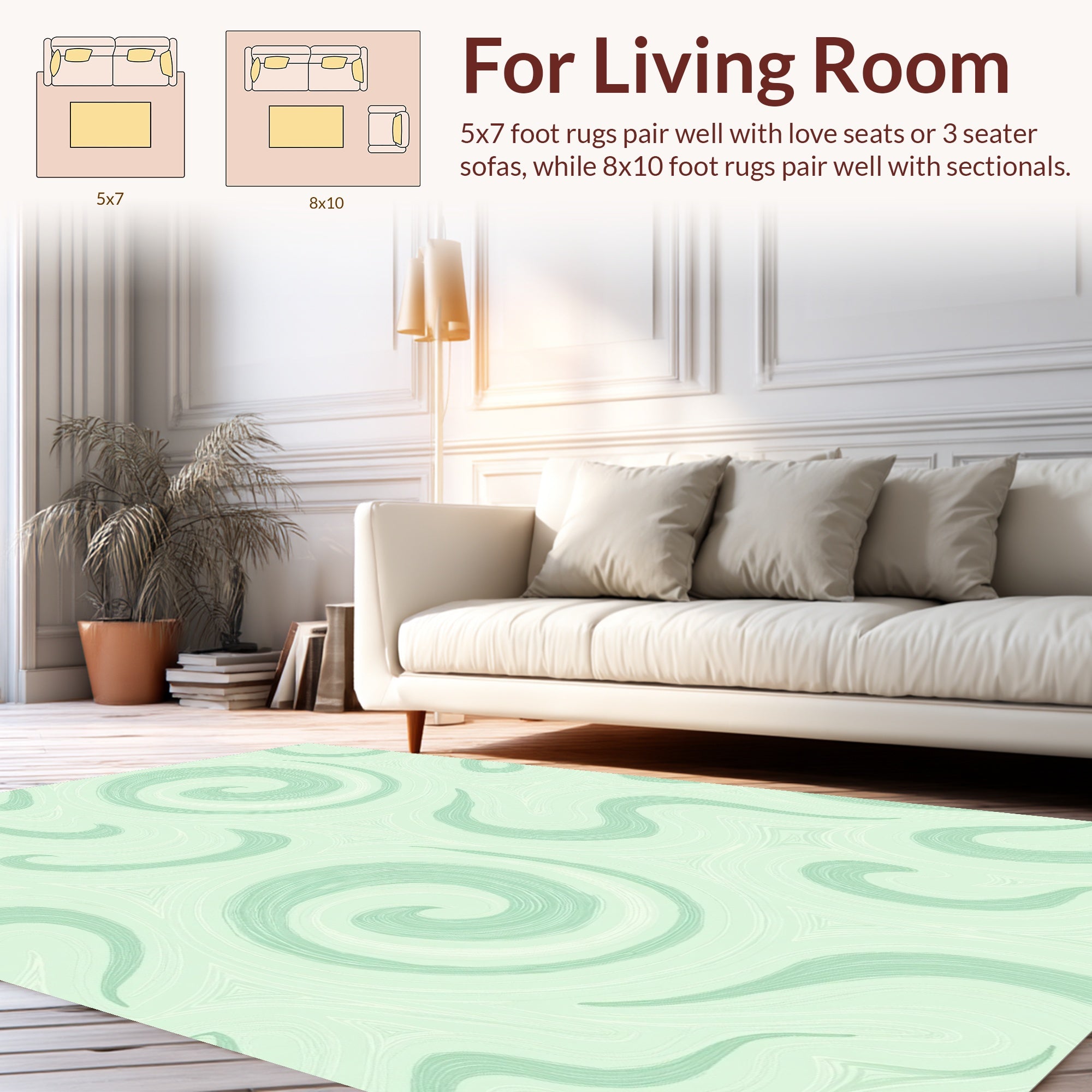 Cool Mint Swirl Pattern Rug