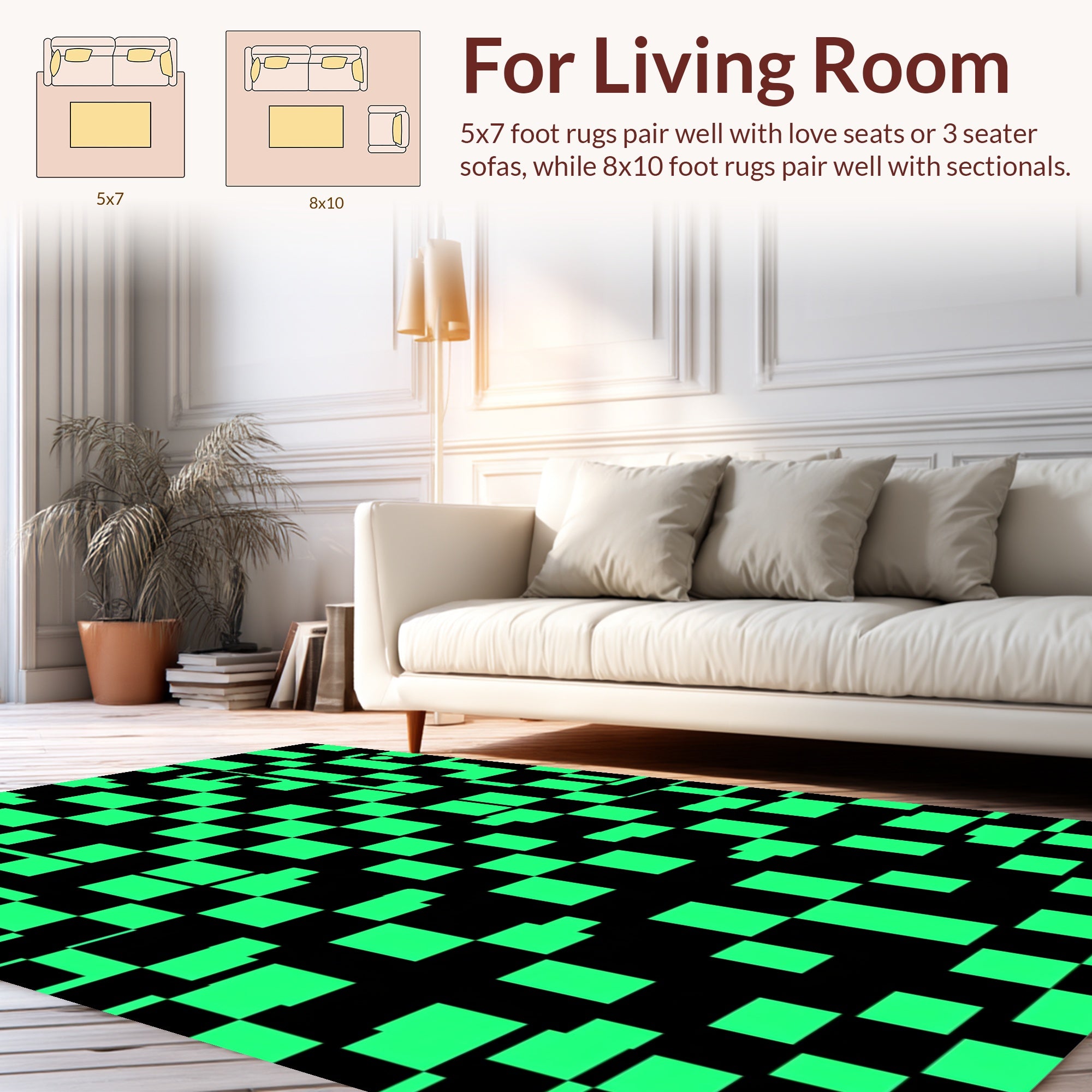 Grids Lines Retro Pattern Rug