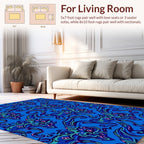 Vibrant Blue Whimsical Creature Pattern Rug