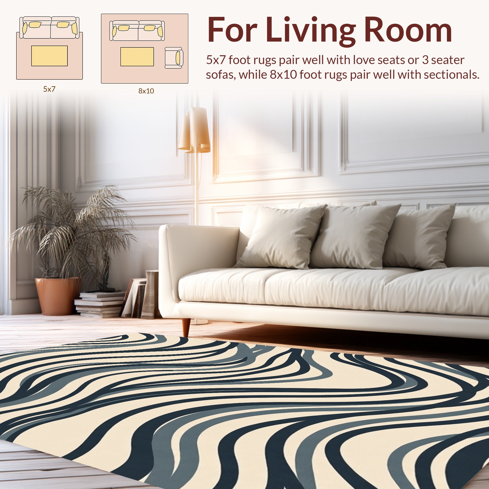 Dark Blue Swirl Pattern Textured Rug