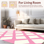 Pink White Lattice Geo Print Rug