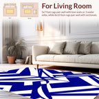 Sharp Blue White Geometric Abstract Design Rug
