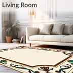 Ornate Floral Geometric Border Design Rug