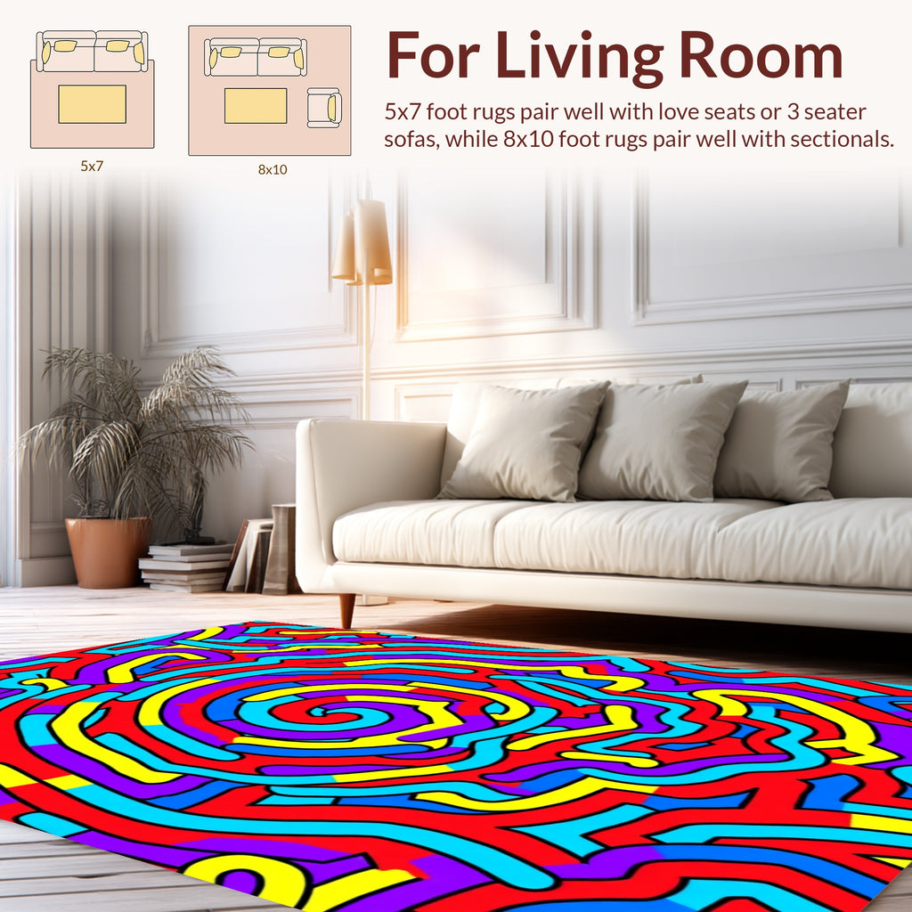Vibrant Swirl Abstract Pattern Rug
