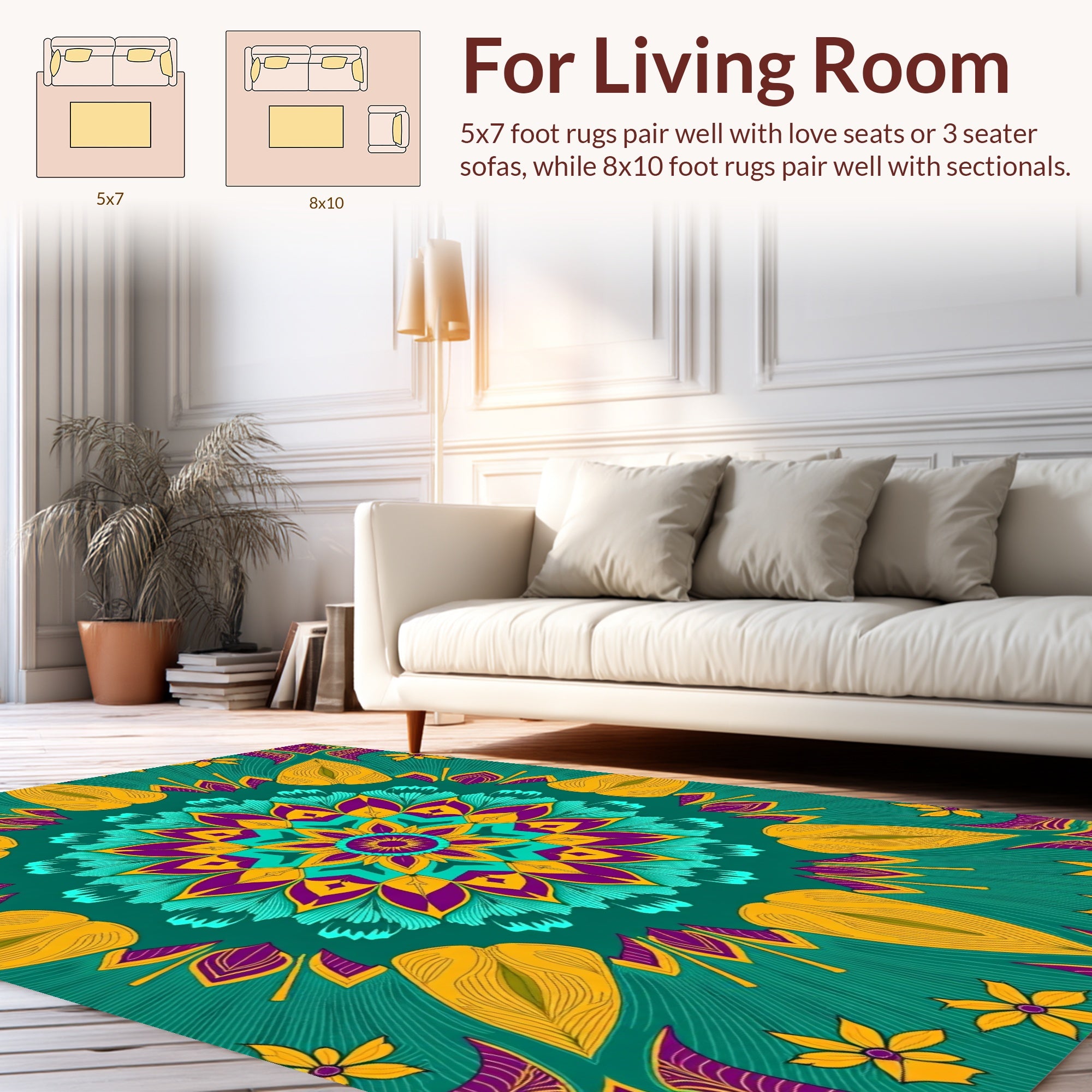 Bold Floral Mandala Pattern Rug