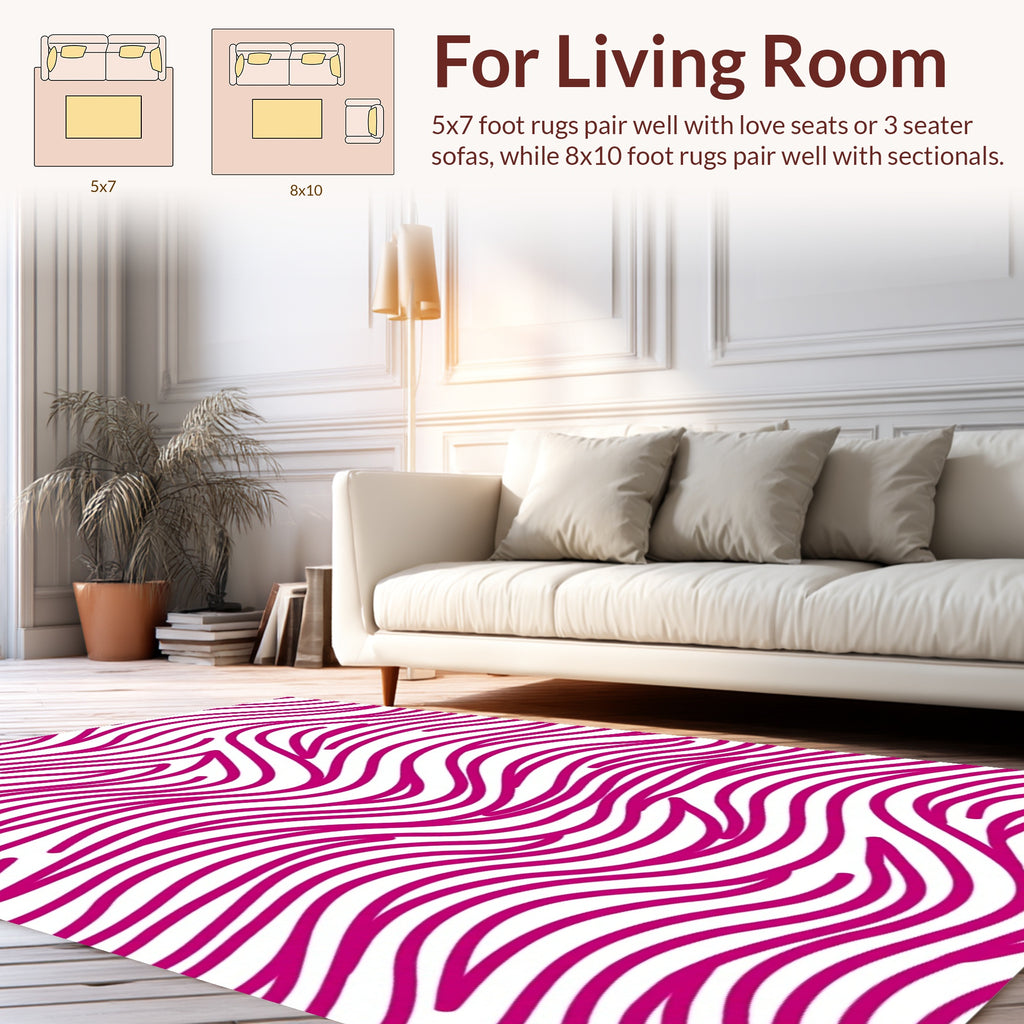Vibrant Pink Wavy Stripes Pattern Rug
