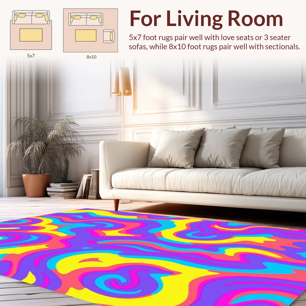 Vivid Swirling Abstract Pattern Design Rug