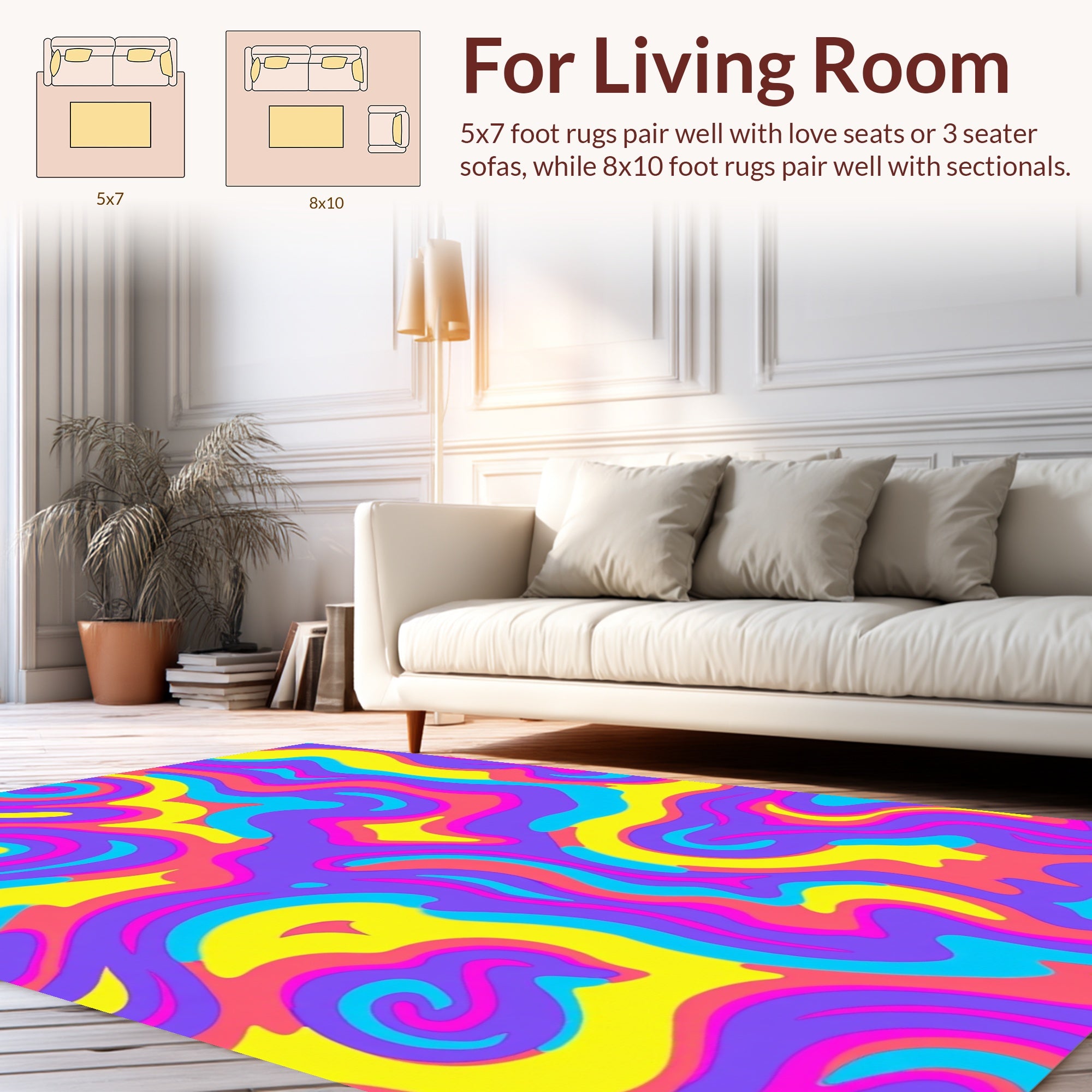 Vivid Swirling Abstract Pattern Design Rug