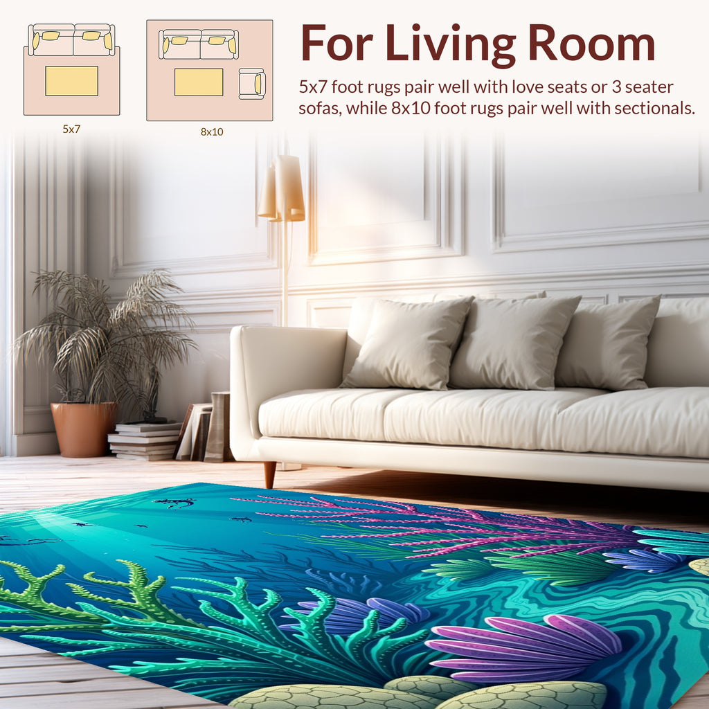 Underwater Scene With Coral Divers Rug