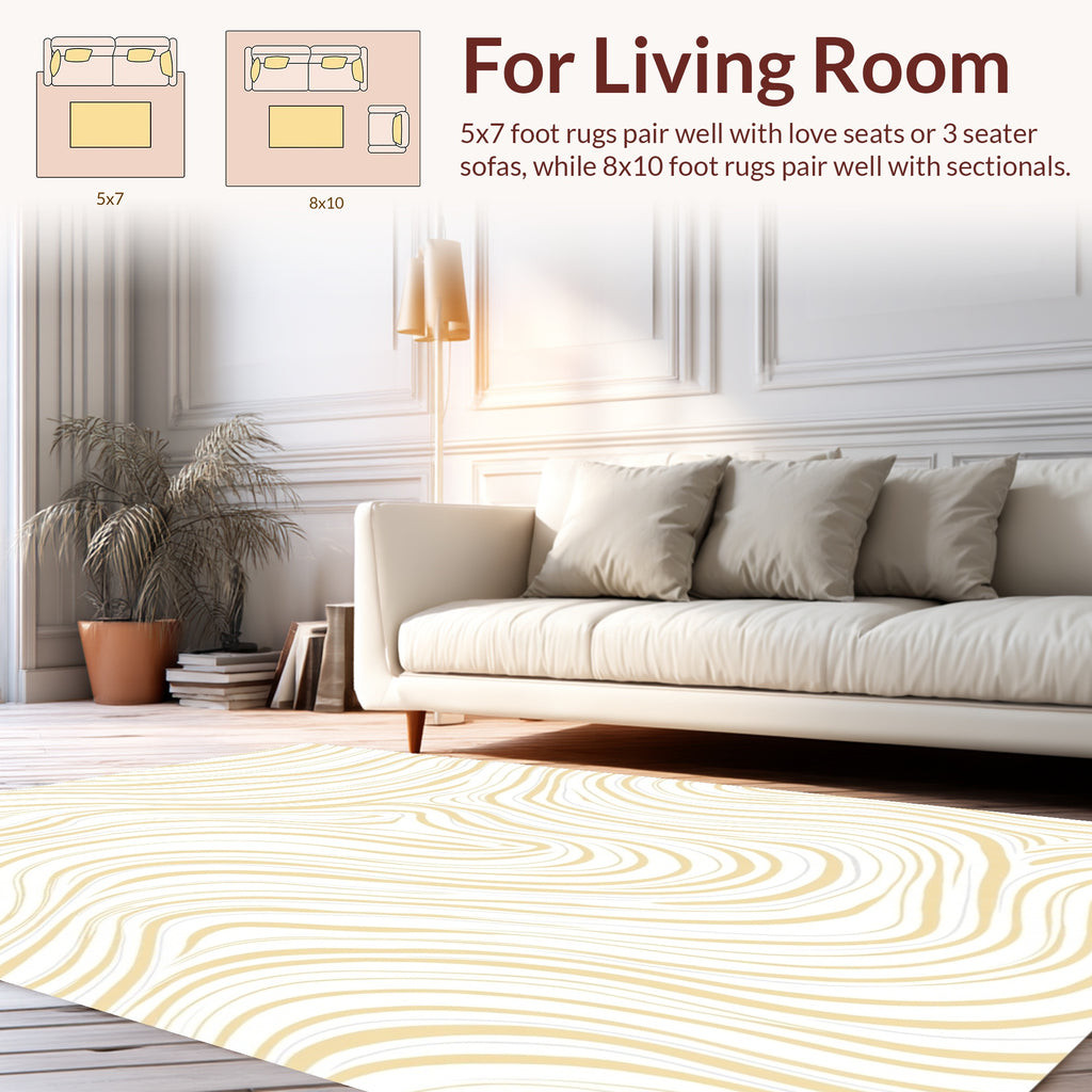 Abstract Swirl Soft Yellow Pattern Rug