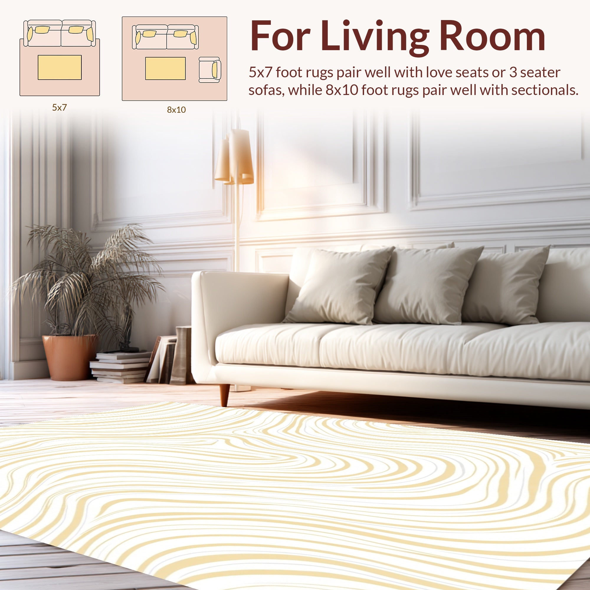 Abstract Swirl Soft Yellow Pattern Rug
