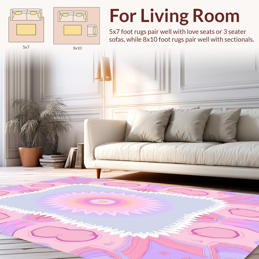 Pastel Pink Purple Floral Mandala Rug