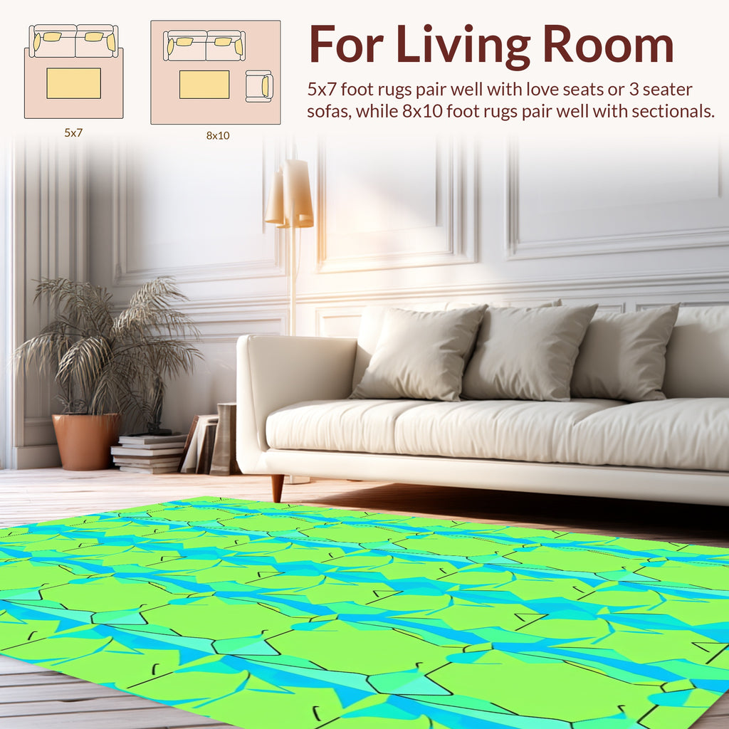 Abstract Geometric Neon Design Rug