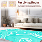 Aqua White Swirl Abstract Pattern Rug