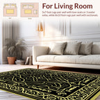 Intricate Golden Black Intertwined Pattern Rug