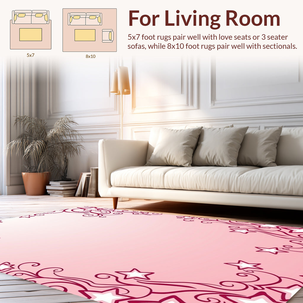 Whimsical Stars Delightful Swirl Pattern Rug