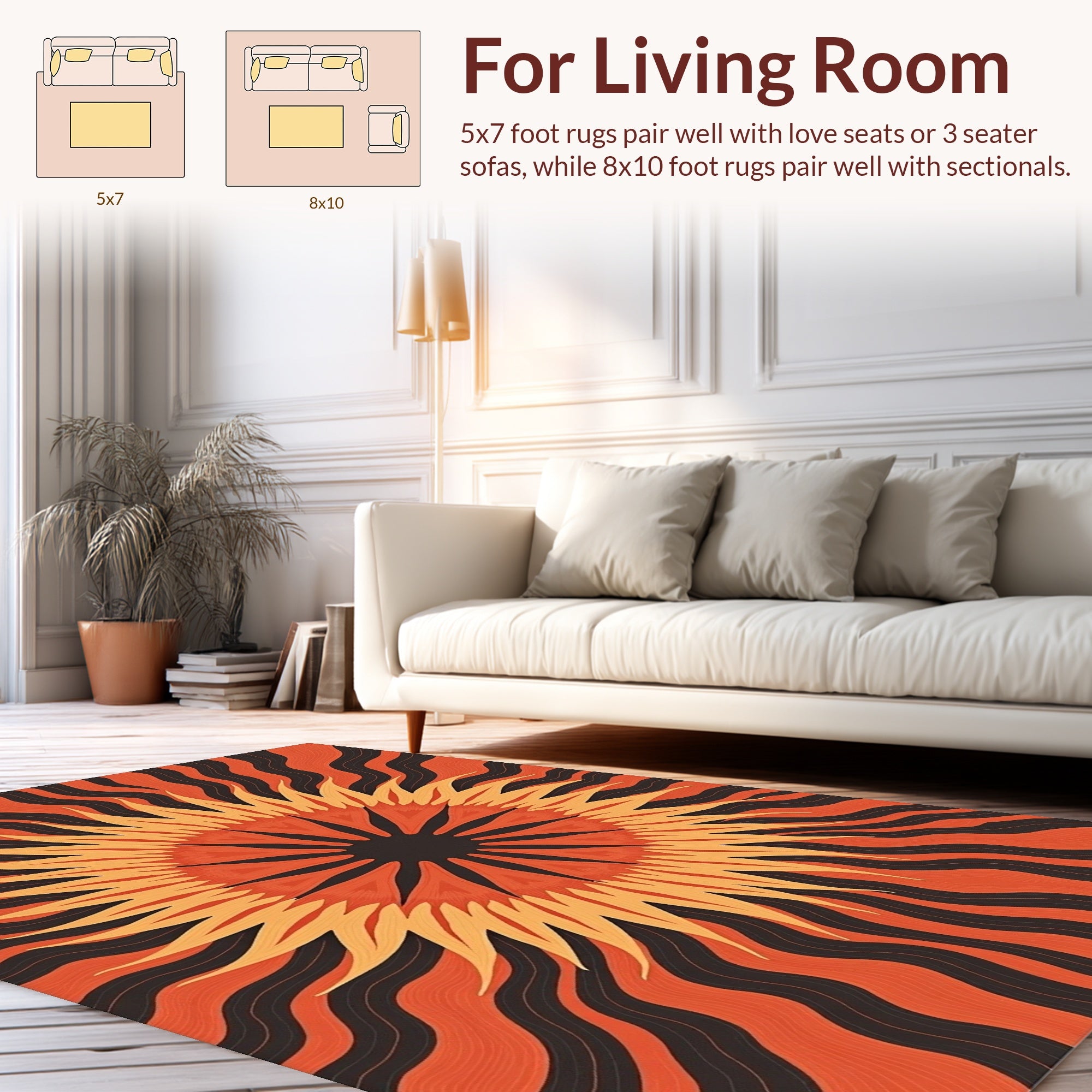 Orange And Yellow Sunburst Rug