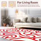 Bold Red Swirling Abstract Pattern Rug