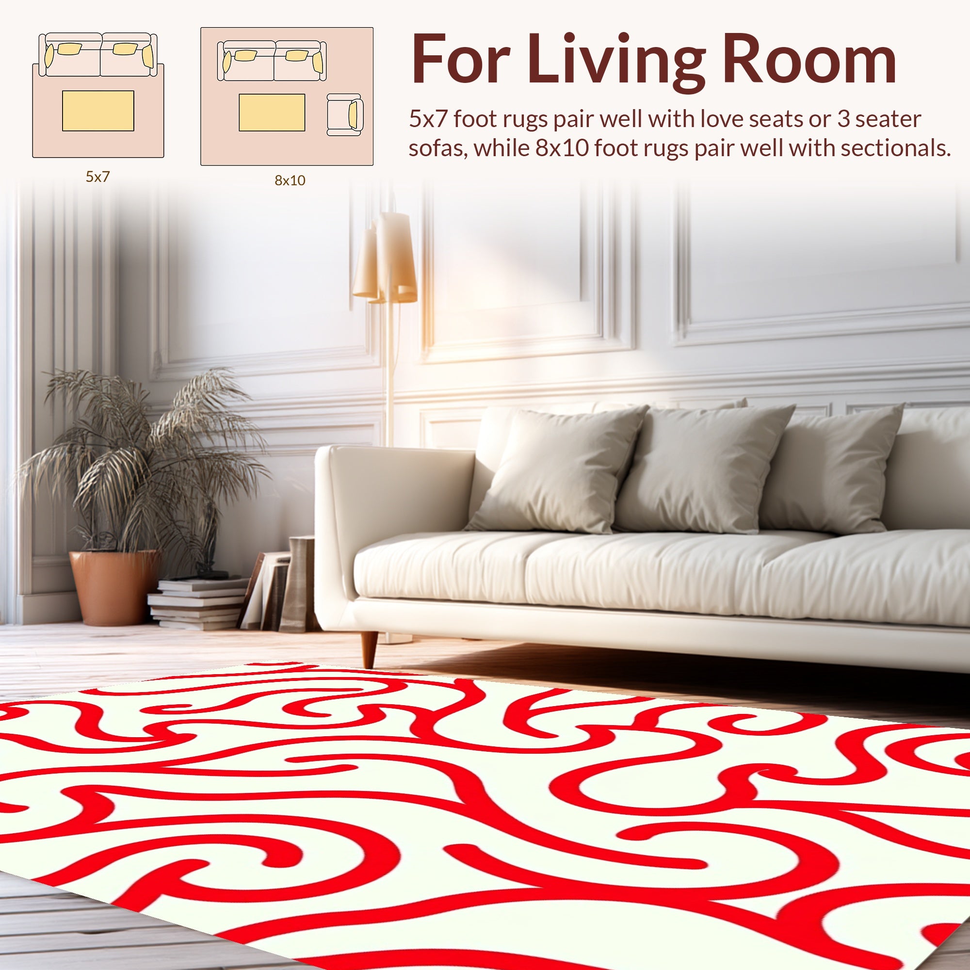 Bold Red Swirling Abstract Pattern Rug