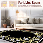 Golden Floral Frame with Petal Accents Rug