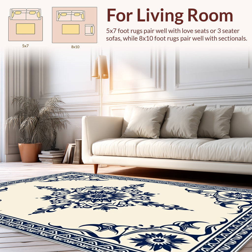 Classic Floral Mandala Border Rug