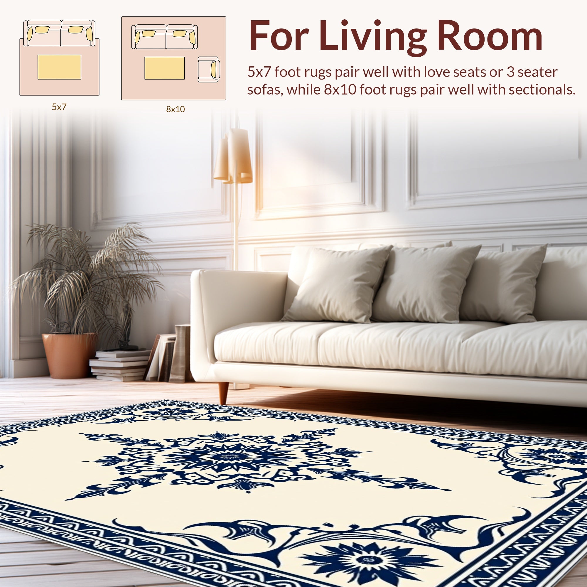 Classic Floral Mandala Border Rug