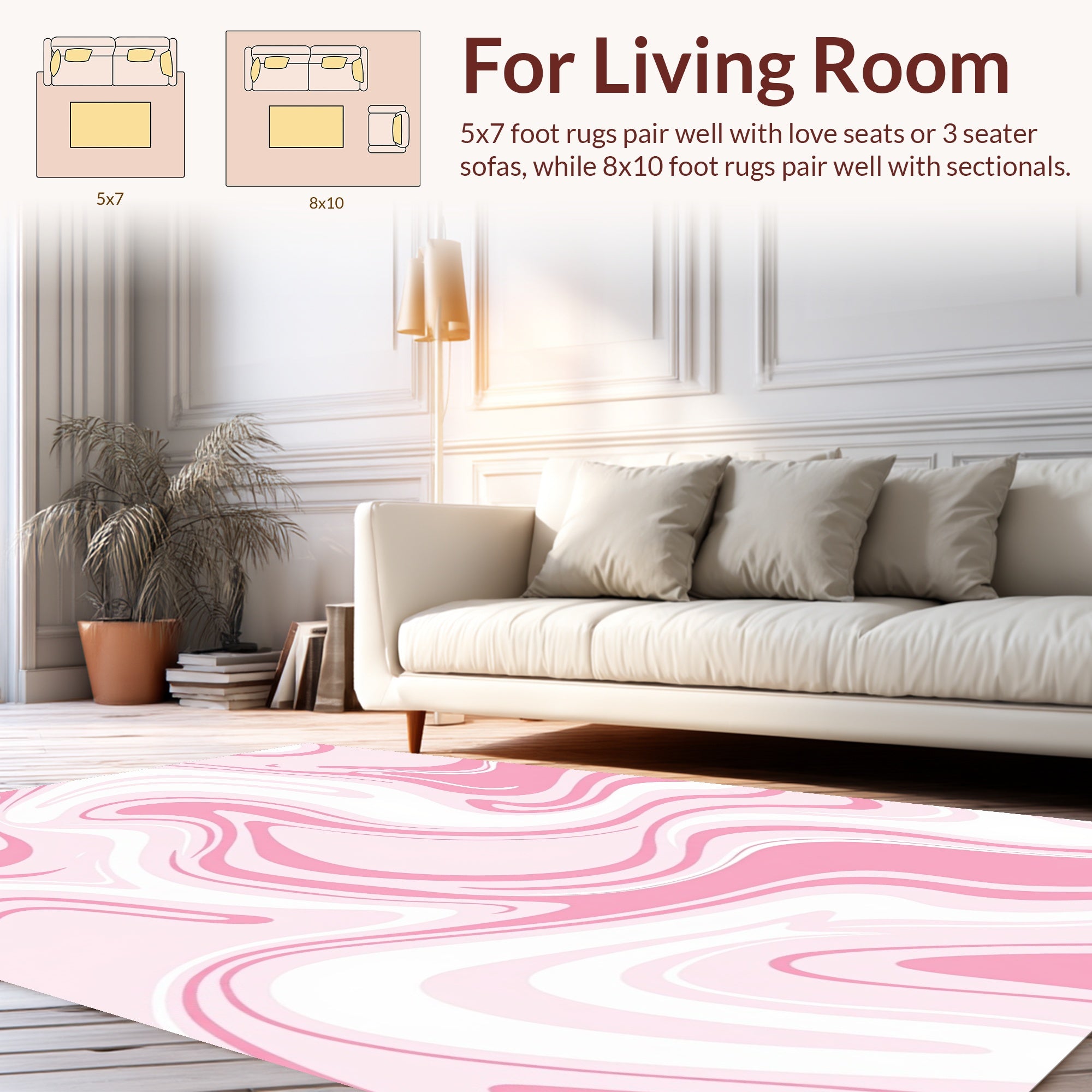 Abstract Pink Swirl Fluid Pattern Rug
