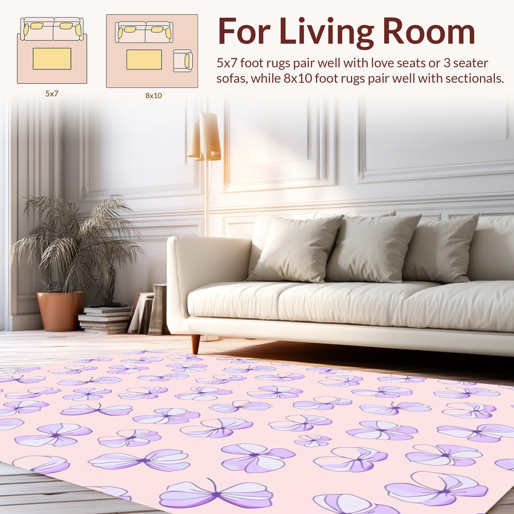 Lavender Lilac Floral Print Rug