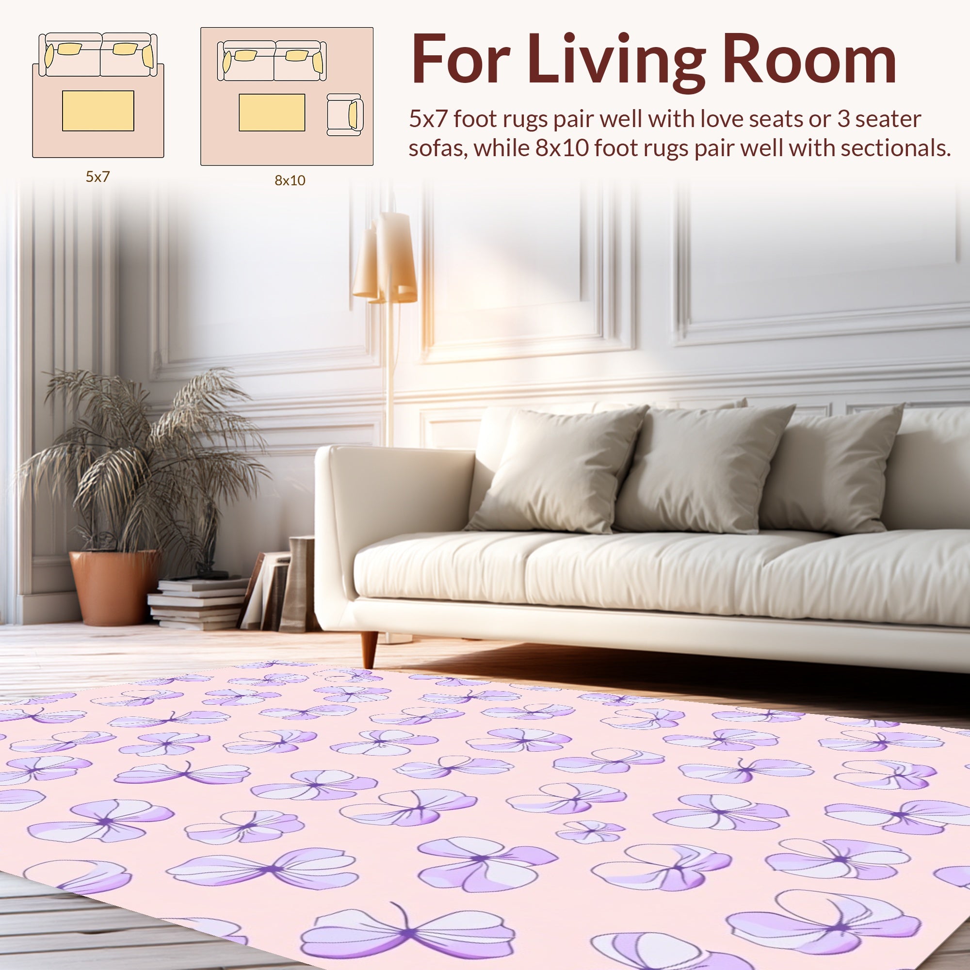 Lavender Lilac Floral Print Rug