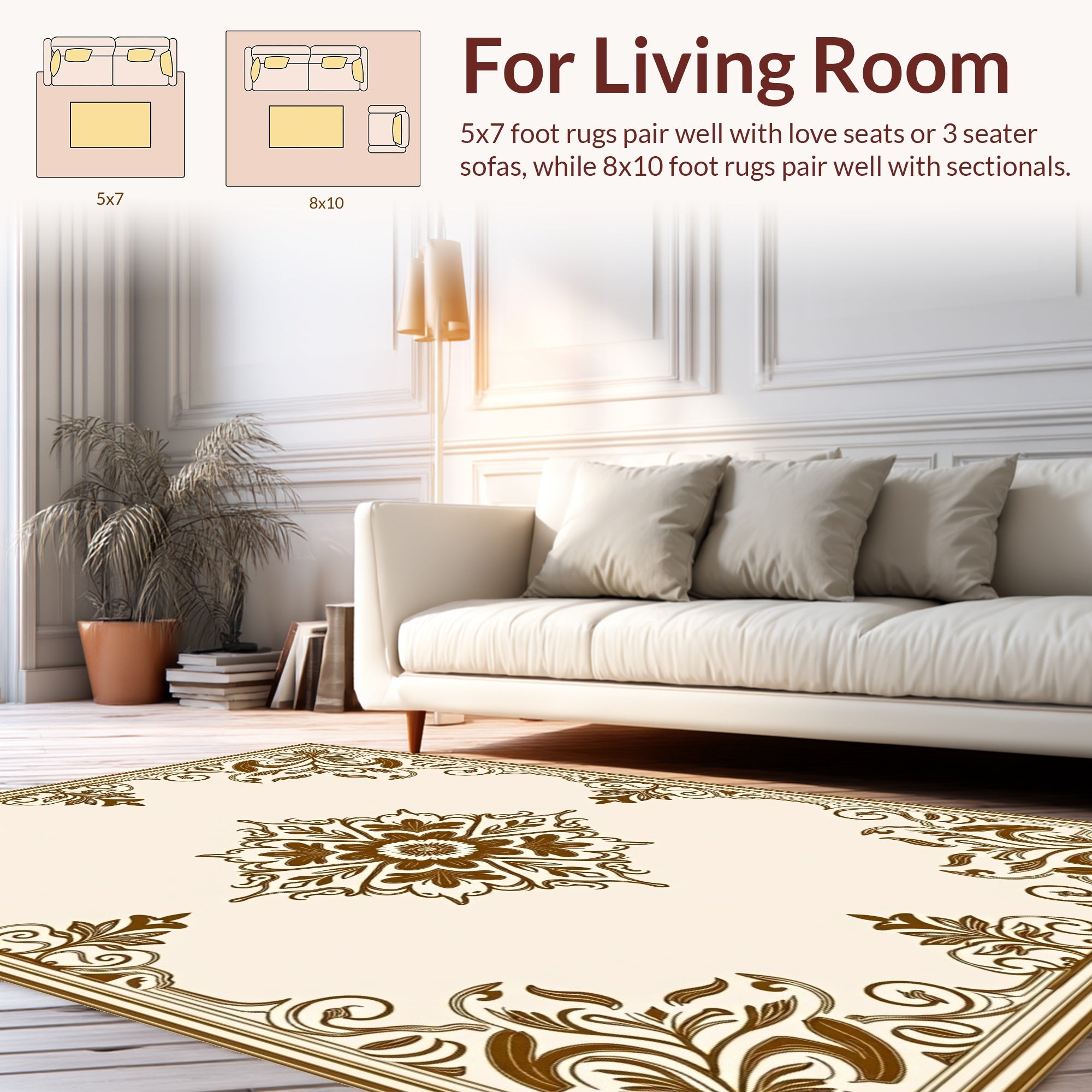 Elegant Floral Border And Centerpiece Rug