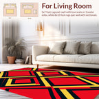 Abstract Red Yellow Geometric Art Rug