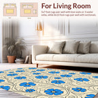 Blue Floral Swirls Patterned Rug