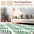 Deep Green Fern Leaf Pattern Rug
