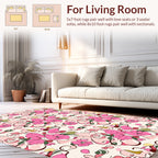 Pink Floral Swirl Artistic Pattern Rug