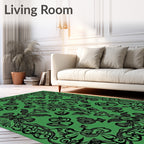 Ornate Emerald Floral Swirl Rug