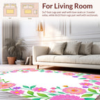 Pink Floral Border Design Rug