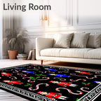 Festive Nutcracker Candy Cane Holly Border Rug