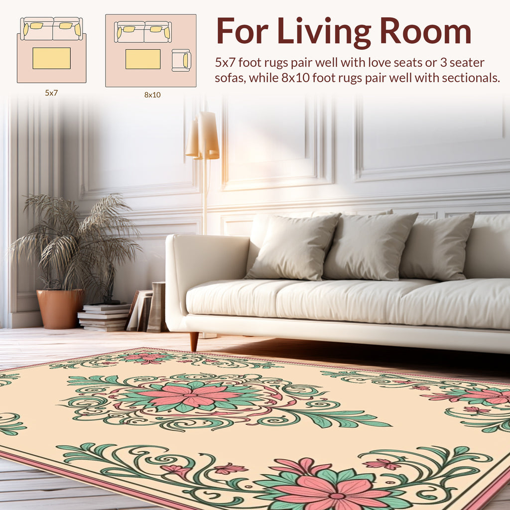 Elegant Floral Swirl Pattern Rug